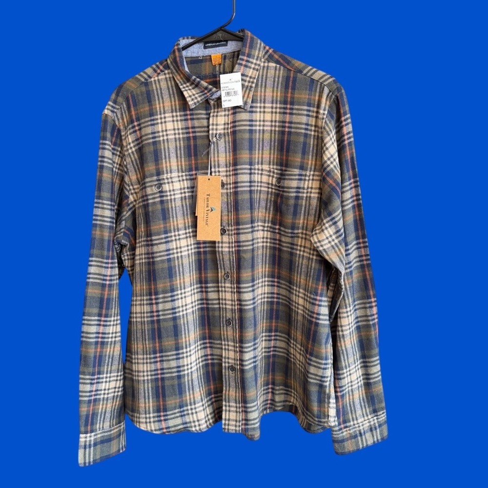 Tailor Vintage Mens Luxe Performance Flannel Shirt Plaid Large‎ NWT